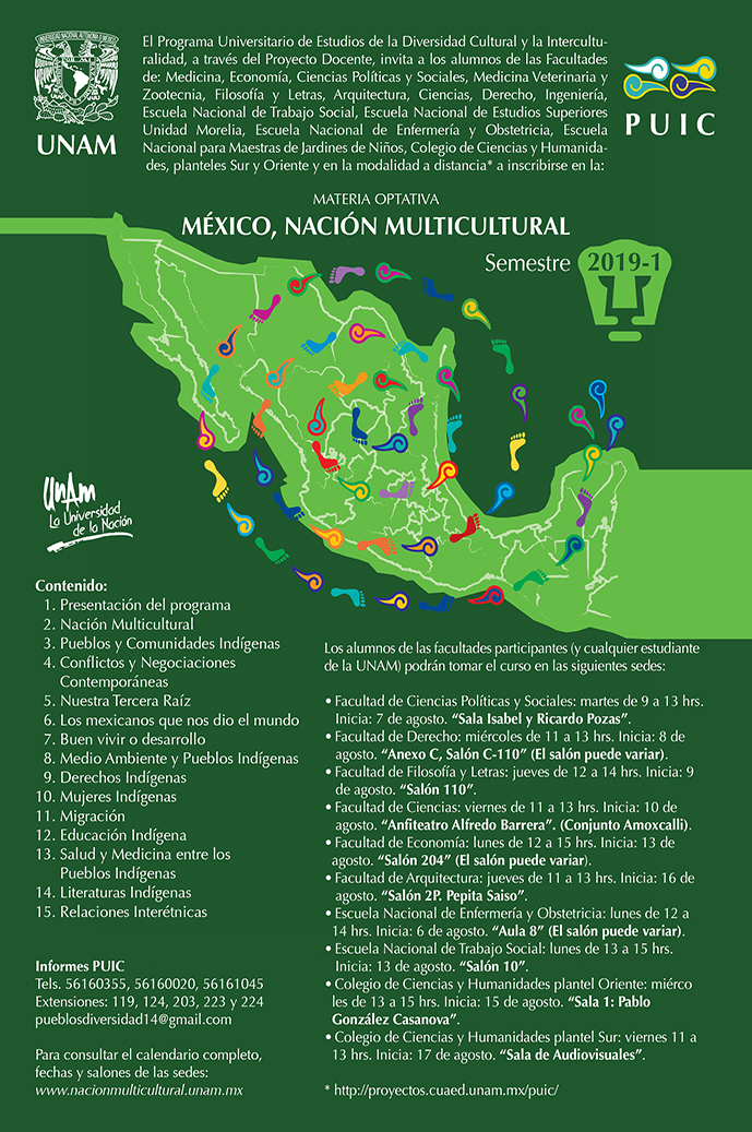 Materia optativa México, Nación Multicultural. Semestre 2019-1