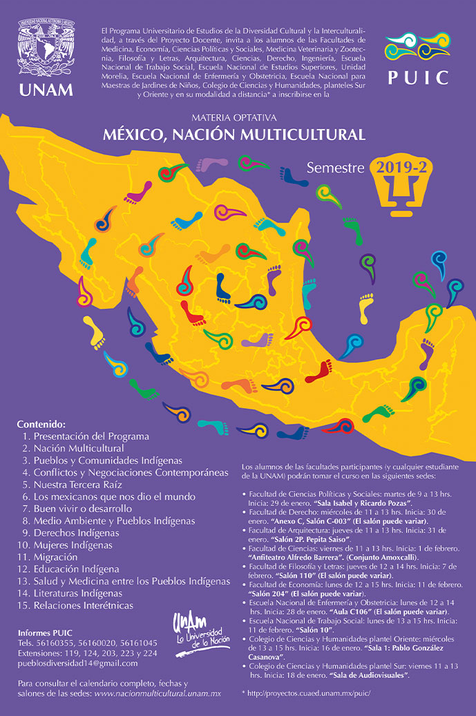 Cartel - Materia optativa México, Nación Multicultural. Semestre 2019-2
