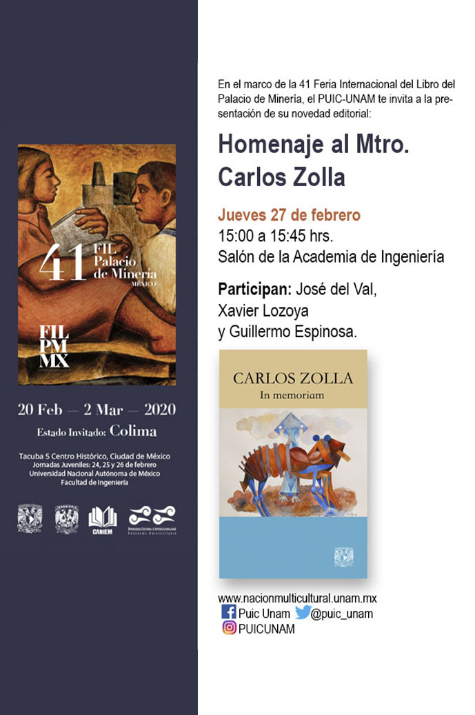 Presentación del libro Carlos Zolla. In memoriam en la XXXXI Feria Internacional del Libro del Palacio de Minería
