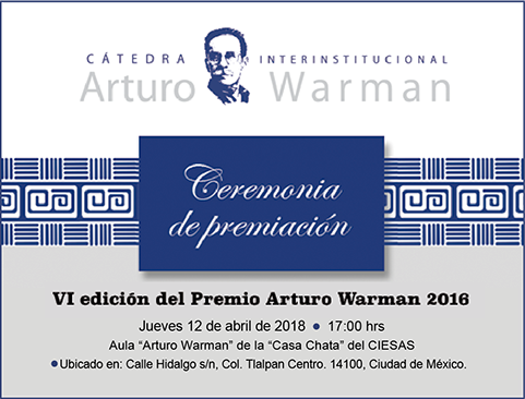 Ceremonia de premiación de la VI edición del Premio Arturo Warman 2016