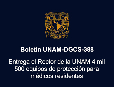 Boletín UNAM-DGCS-388. Entrega el Rector de la UNAM 4 mil 500 equipos de protección para médicos residentes