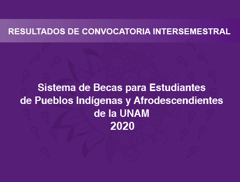 Resultados de la Convocatoria intersemestral del Sistema de Becas para Estudiantes de Pueblos Indígenas y Afrodescendientes de la UNAM 2020