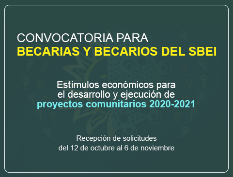 Convocatoria para becarias y becarios del SBEI. Estímulos económicos para el desarrollo y ejecución de proyectos comunitarios 2020-2021