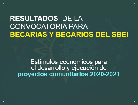 Resultados de la convocatoria para becarias y becarios del SBEI. Estímulos económicos para el desarrollo y ejecución de proyectos comunitarios 2020-2021