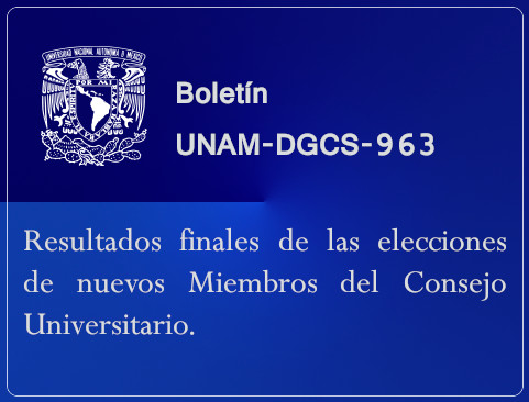 Boletín UNAM-DGCS-963. Resultados finales de las elecciones de nuevos Miembros del Consejo Universitario