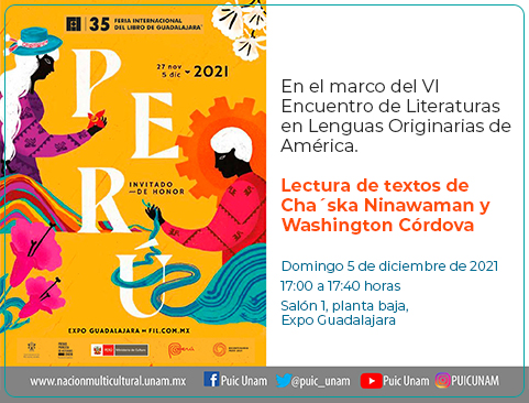 Lectura de textos de Cha´ska Ninawaman y Washington Córdova en el marco del VI Encuentro de Literaturas en Lenguas Originarias de América