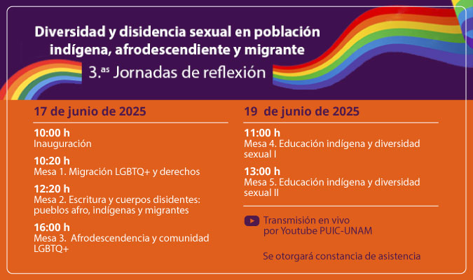 Terceras Jornadas de reflexión: Diversidad y disidencia sexual en población indígena, afrodescendiente y migrante