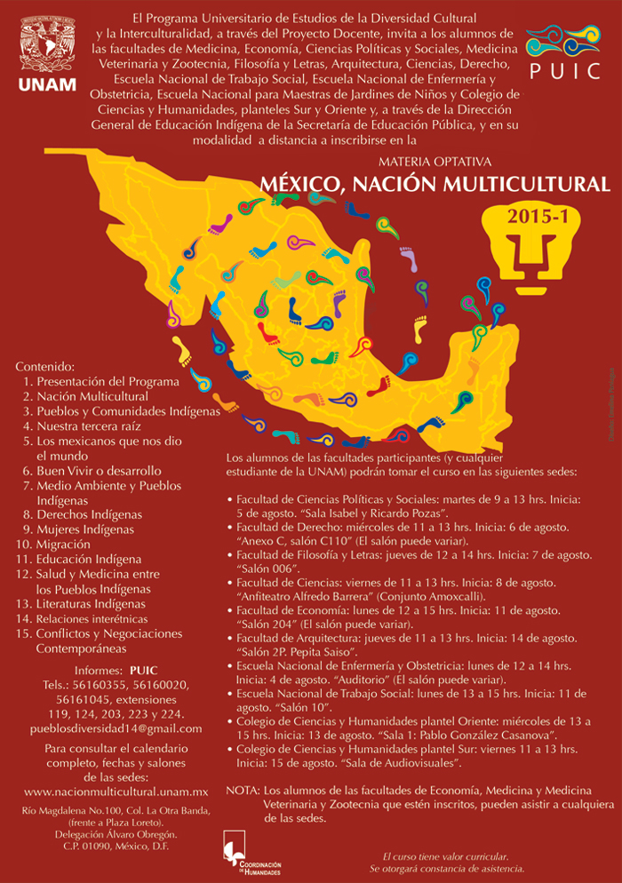 Materia optativa México, Nación Multicultural. Semestre 2015-1