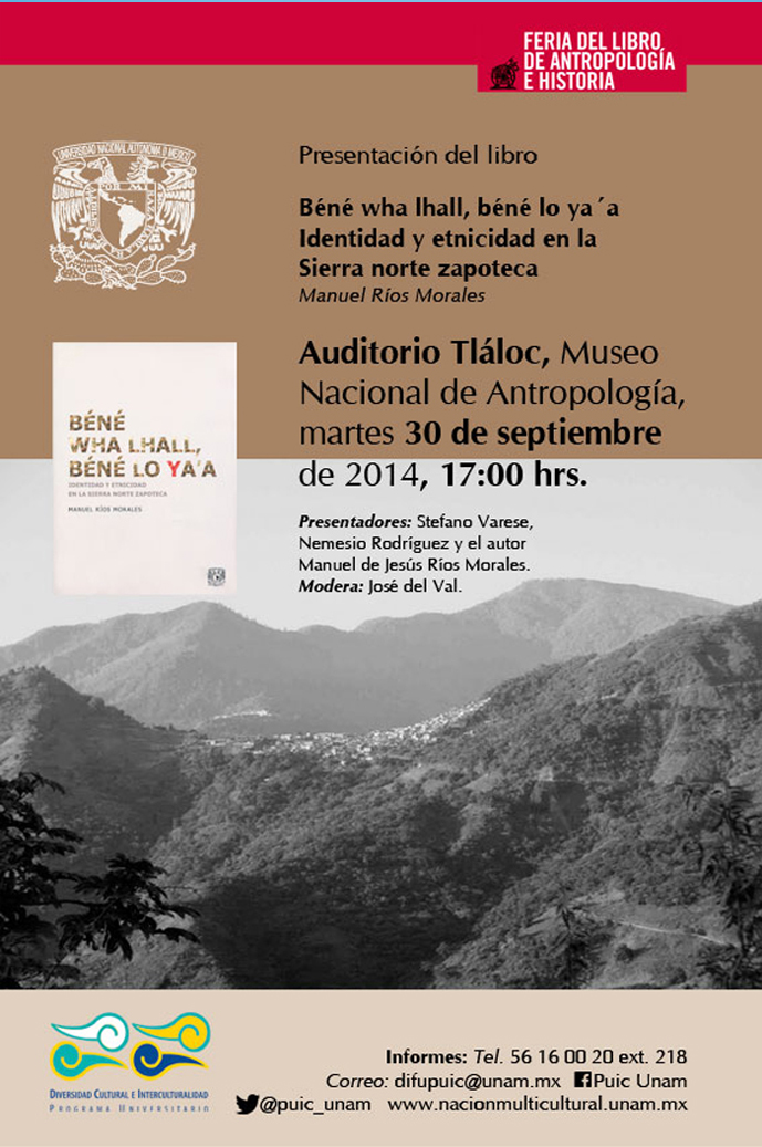 Presentación del libro: Béné Wa Lhall, Béné lo Ya’a. Identidad y etnicidad en la Sierra norte zapoteca