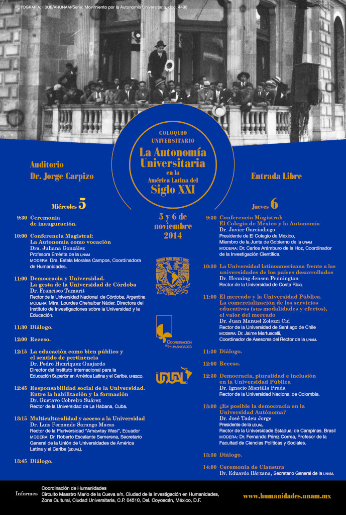 Coloquio Universitario La Autonomía Universitaria en la América Latina del siglo XXI