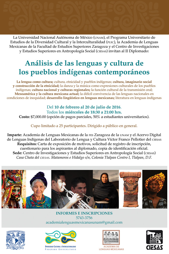 Diplomado Análisis de las lenguas y cultura de los pueblos indígenas contemporáneos