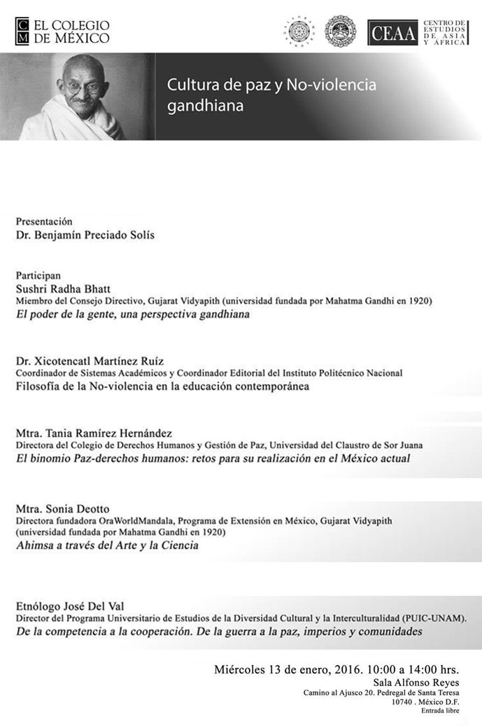 Mesa redonda Cultura de paz y No-violencia gandhiana