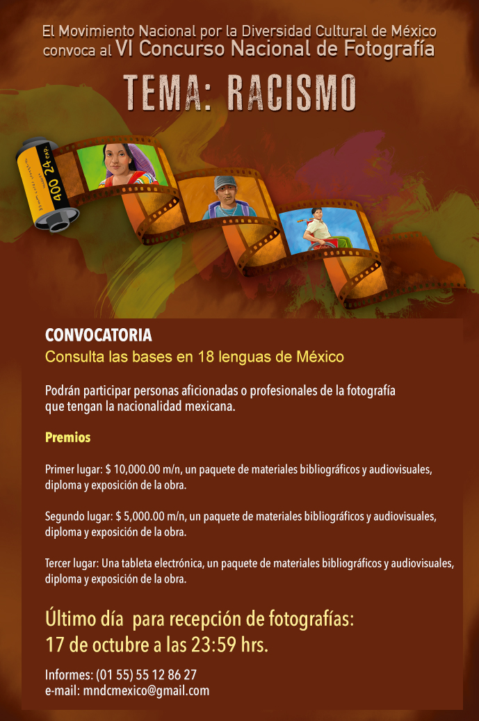 Convocatoria para participar en el VI Concurso Nacional de Fotografía. Movimiento Nacional por la Diversidad Cultural de México
