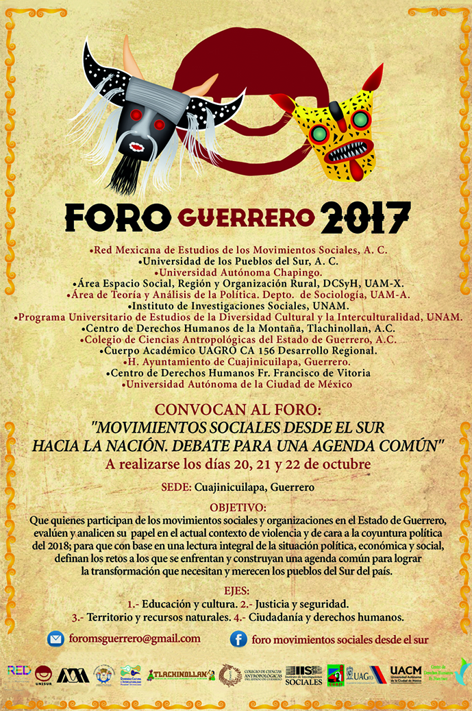 Foro Guerrero 2017: Movimientos sociales desde el sur hacia la nación. Debate para una agenda común
