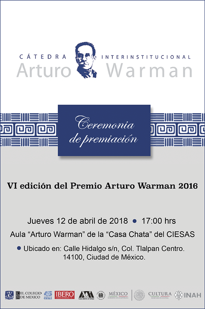Ceremonia de premiación de la VI edición del Premio Arturo Warman 2016