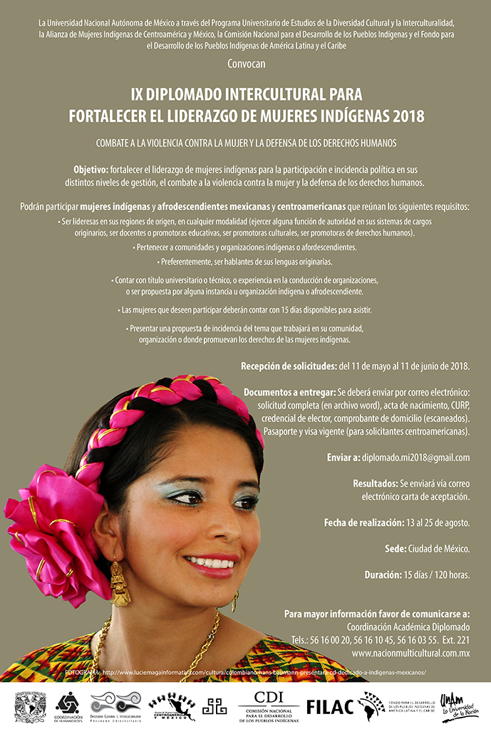 Convocatoria para el IX Diplomado intercultural para fortalecer el liderazgo de mujeres indígenas 2018
