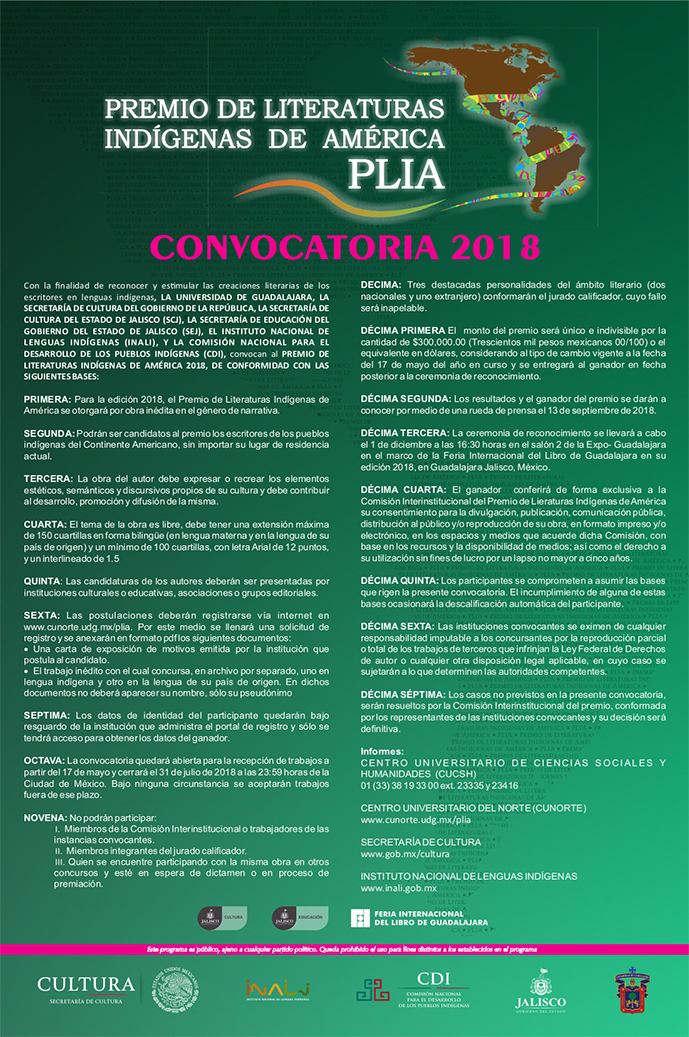 Convocatoria del Premio de Literaturas Indígenas de América 2018