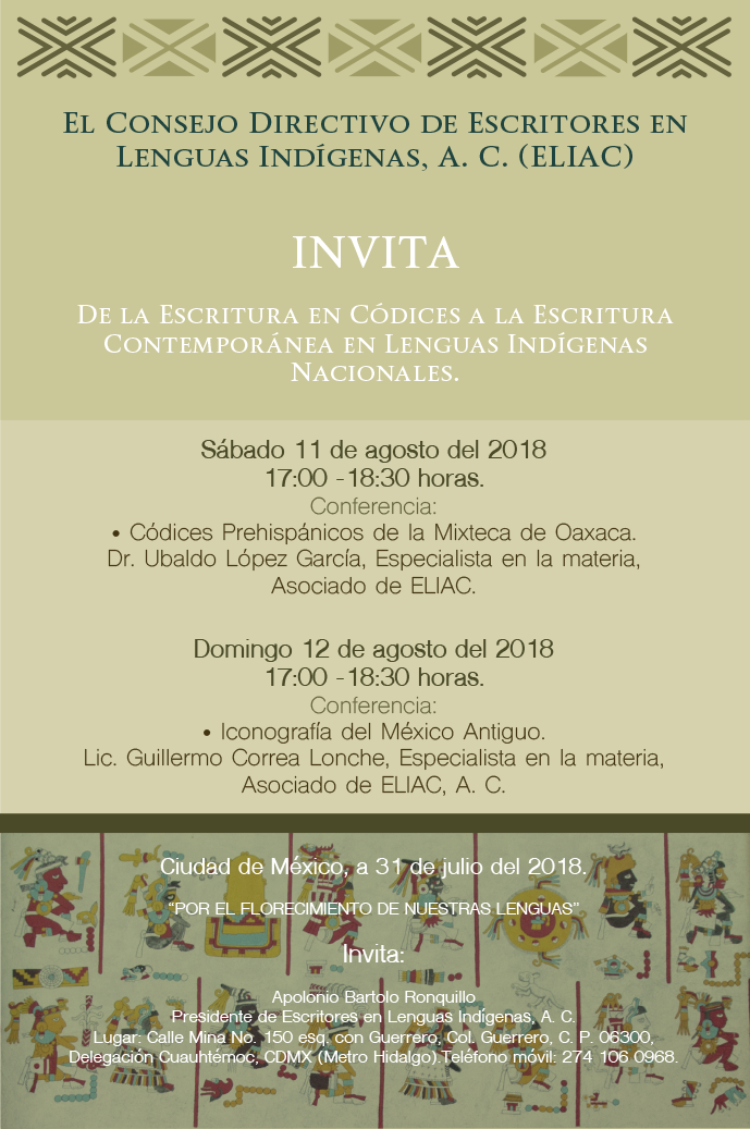 Conferencia: De la escritura en códices a la escritura contemporánea en lenguas indígenas nacionales