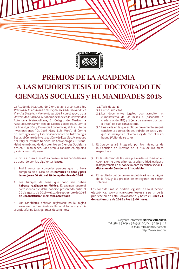 Premios de la academia a las mejores tesis de doctorado en ciencias sociales y humanidades 2018