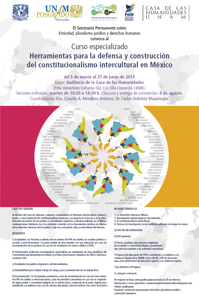 Curso especializado Herramientas para la defensa y construcción del constitucionalismo intercultural en México