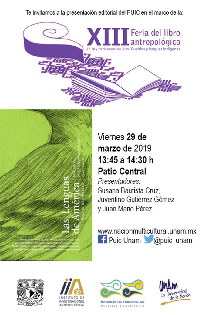 Presentación del libro: as lenguas de América, recital de poesía III en la XIII Feria del Libro Antropológico