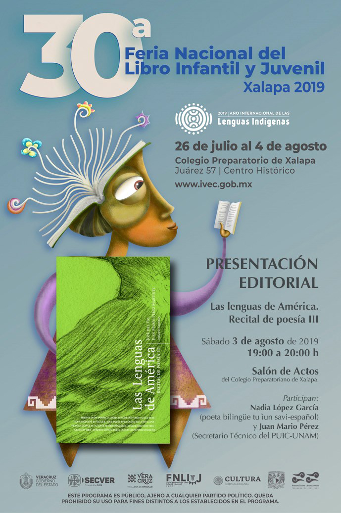 Presentación del libro: Las lenguas de América, recital de poesía III en la XXX Feria Nacional del Libro Infantil y Juvenil. Xalapa 2019