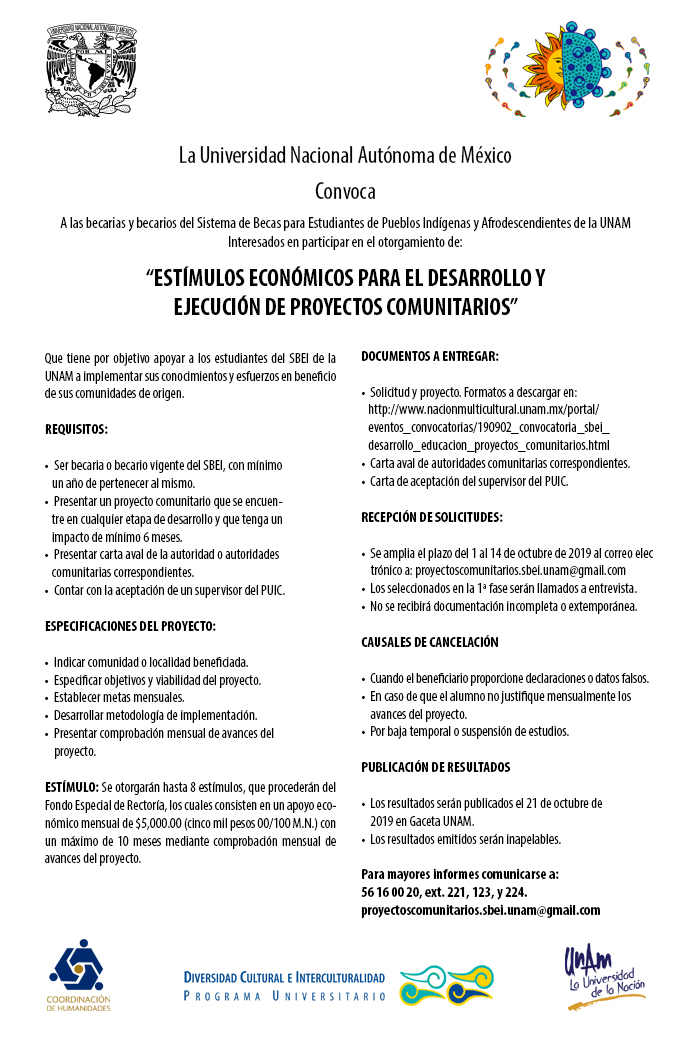 Convocatoria para becarios del SBEI. Estímulos económicos para el desarrollo y educación de proyectos comunitarios