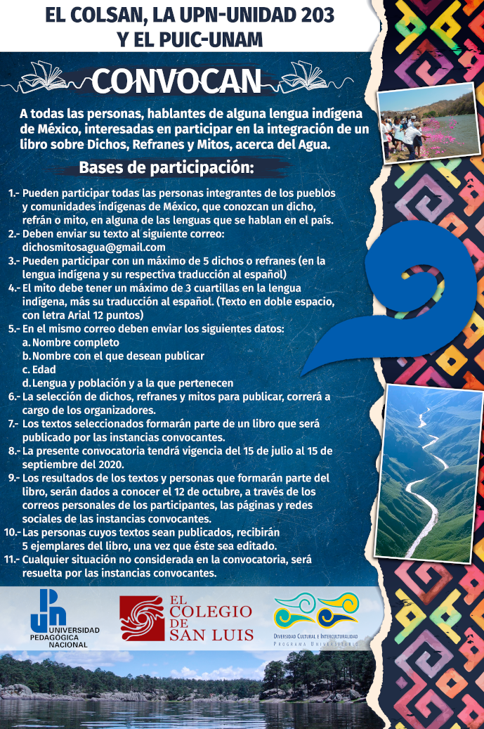 Convocatoria para participar en el libro sobre Dichos, Refranes y Mitos, acerca del Agua