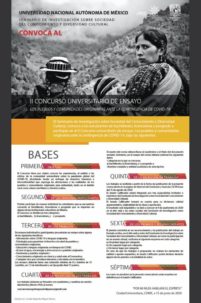II Concurso Universitario de ensayo. Los pueblos y comunidades originarias ante la contingencia de COVID-19