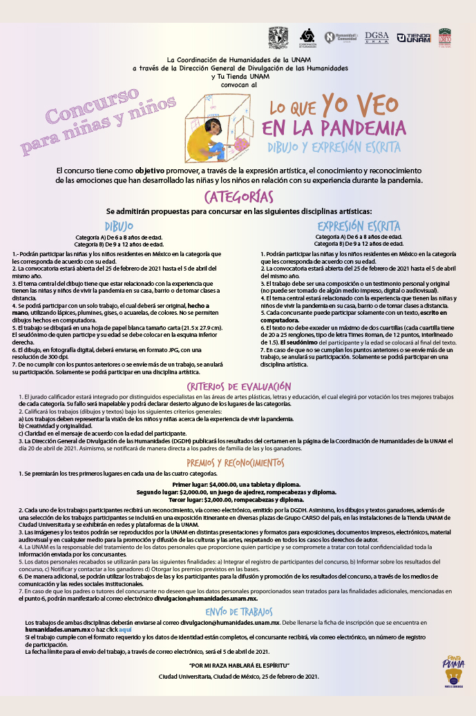Concurso: Lo que yo veo en la pandemia. Dibujo y expresión escrita