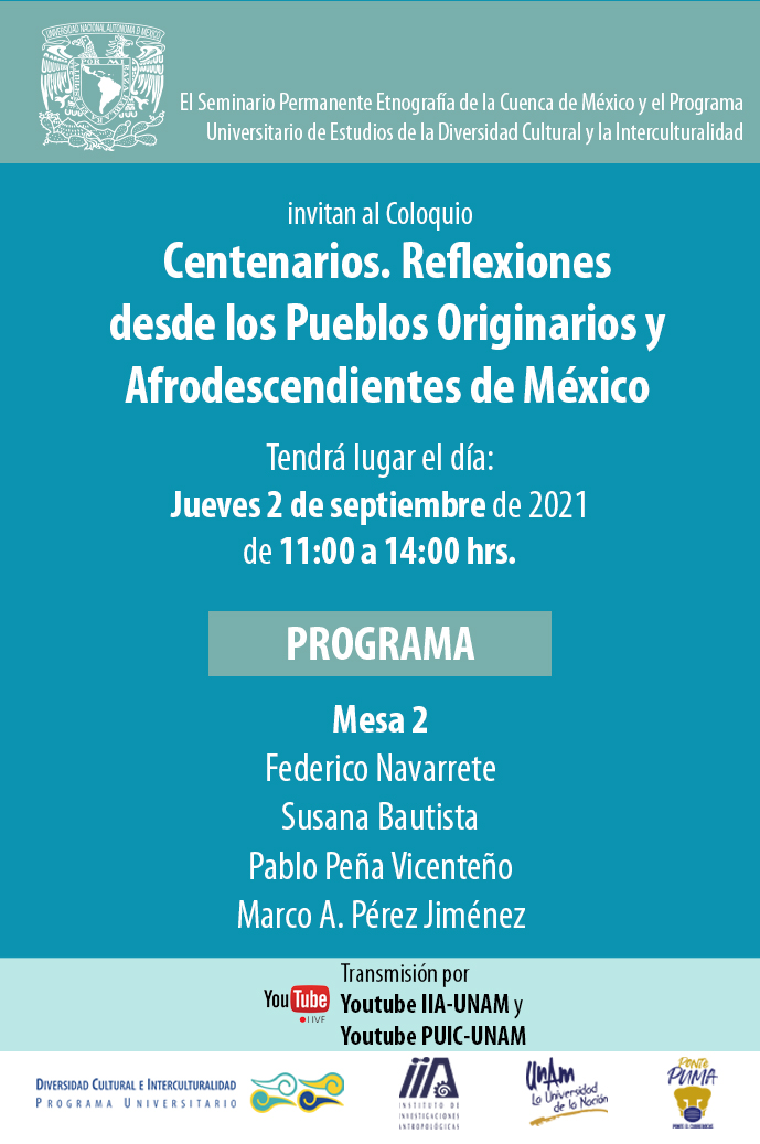 Coloquio Centenarios: Reflexiones desde los Pueblos originarios y Afrodescendientes de México. Mesa 2