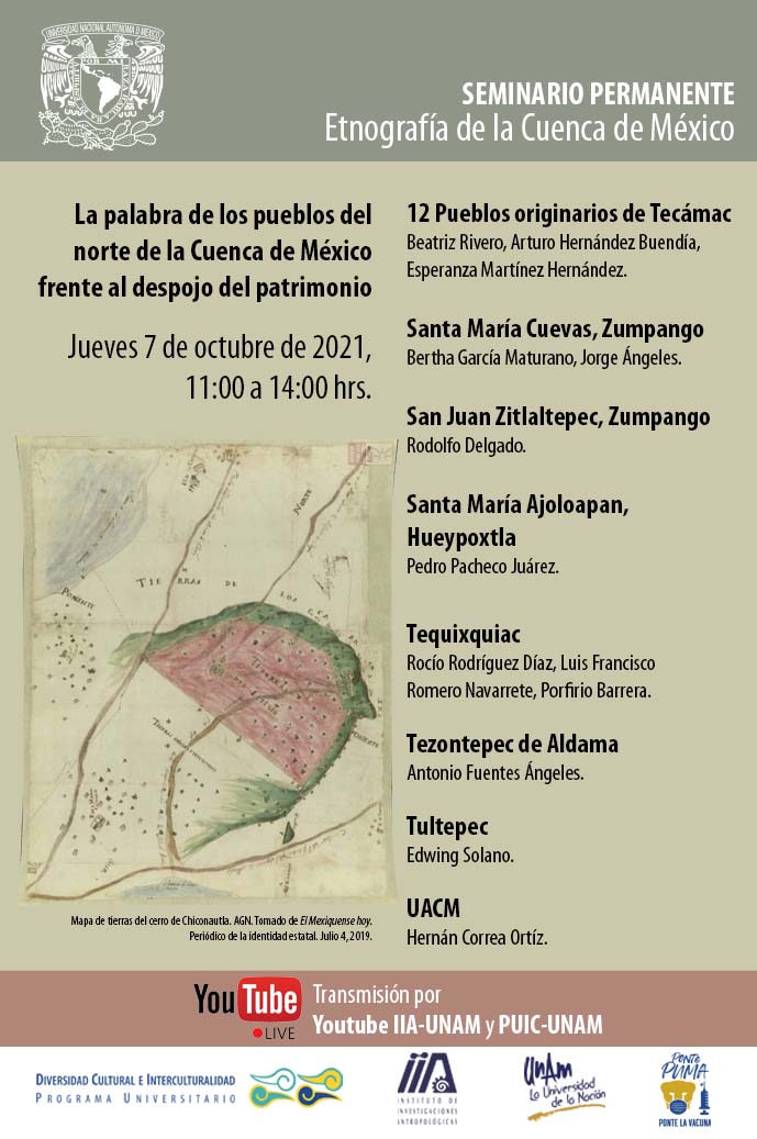 Seminario Permanente Etnografía de la Cuenca de México. La palabra de los pueblos del norte de la Cuenca de México frente al despojo del patrimonio
