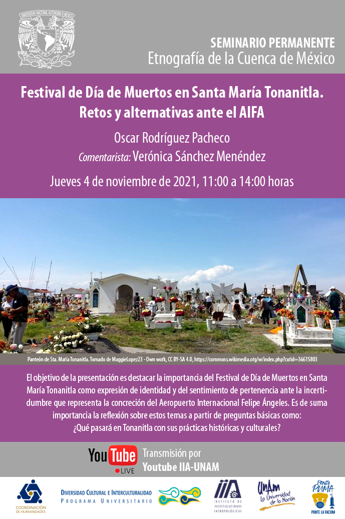 Seminario Permanente Etnografía de la Cuenca de México. Festival de Día de Muertos en Santa María Tonanitla. Retos y alternativas ante el AIFA