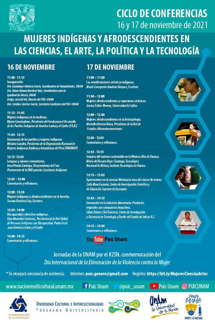Ciclo de conferencias: Mujeres indígenas y afrodescendientes en la ciencia, el arte, la política y la tecnología
