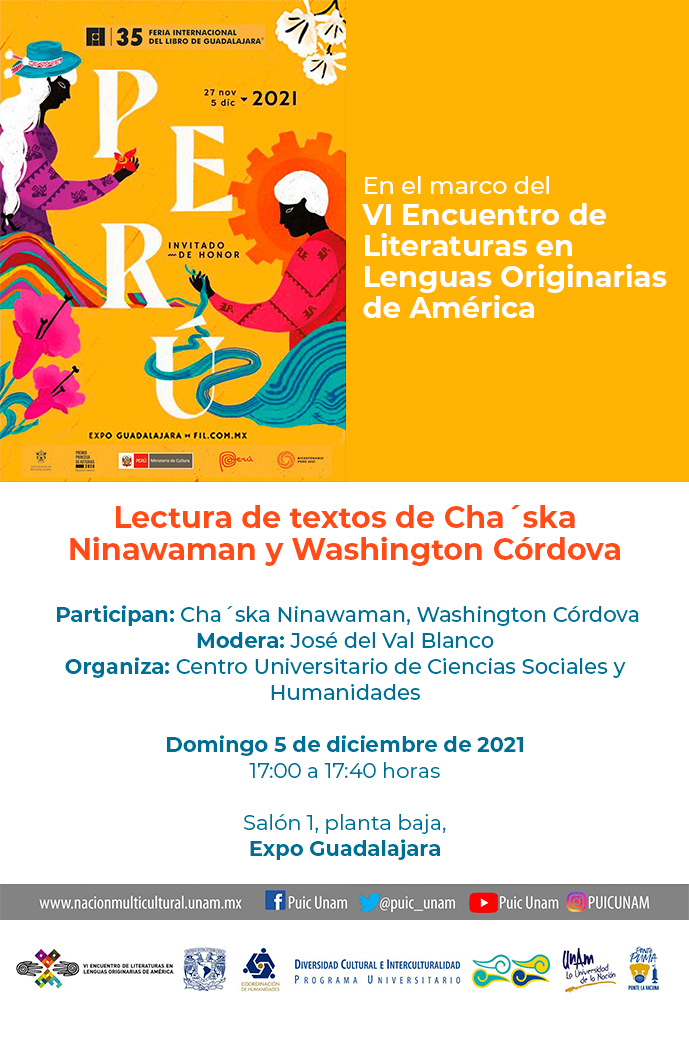 Lectura de textos de Cha´ska Ninawaman y Washington Córdova en el marco del VI Encuentro de Literaturas en Lenguas Originarias de América