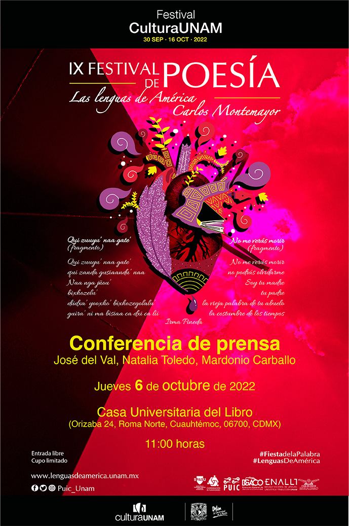 Conferencia de prensa del IX Festival de Poesía Las Lenguas de América. Carlos Montemayor