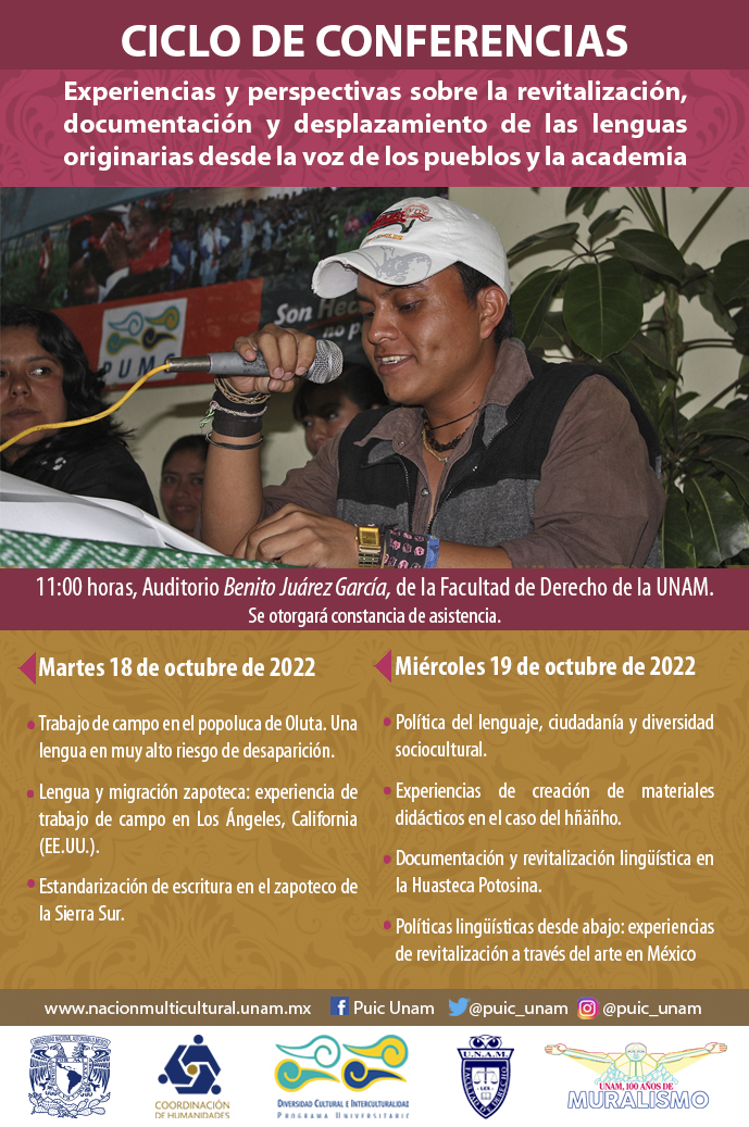Ciclo de conferencias: Experiencias y perspectivas sobre la revitalización, documentación y desplazamiento de las lenguas originarias desde la voz de los pueblos y la academia