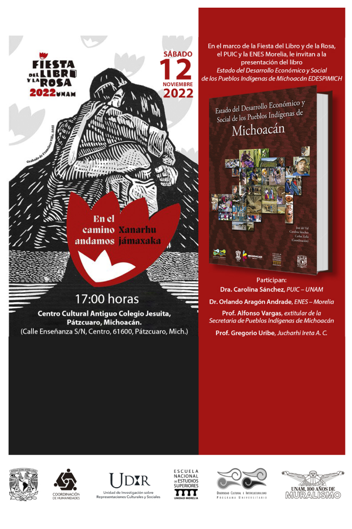 Presentación del libro: Estado del Desarrollo Económico y Social de los Pueblos Indígenas de Michoacán en la Fiesta del Libro y la Rosa 2022 UNAM
