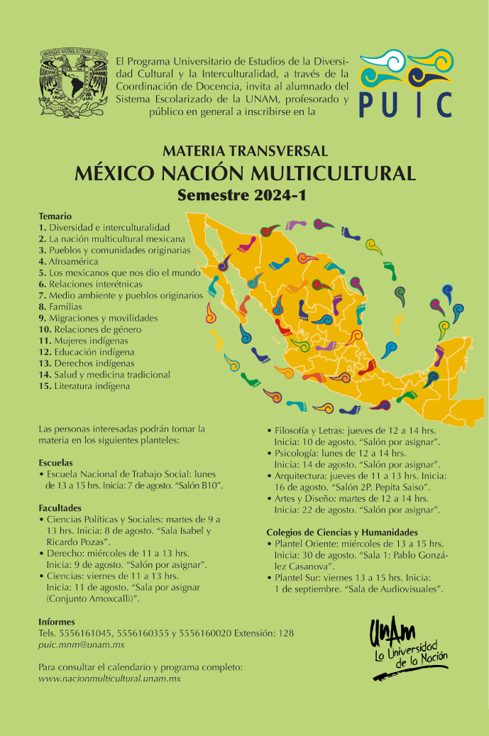 Materia Transversal México Nación Multicultural. Semestre 2024-1