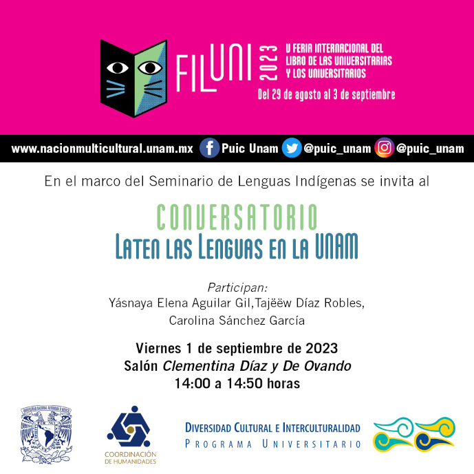 Conversatorio: Late las Lenguas en la UNAM en la V Feria Internacional del Libro de las Universitarias y de los Universitarios – FILUNI