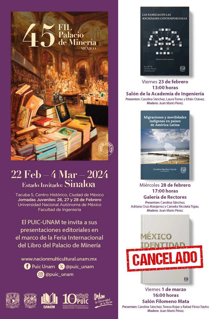 Cancelación de la Presentación del libro: México Identidad y Nación en la XLV Feria Internacional del Libro del Palacio de Minería