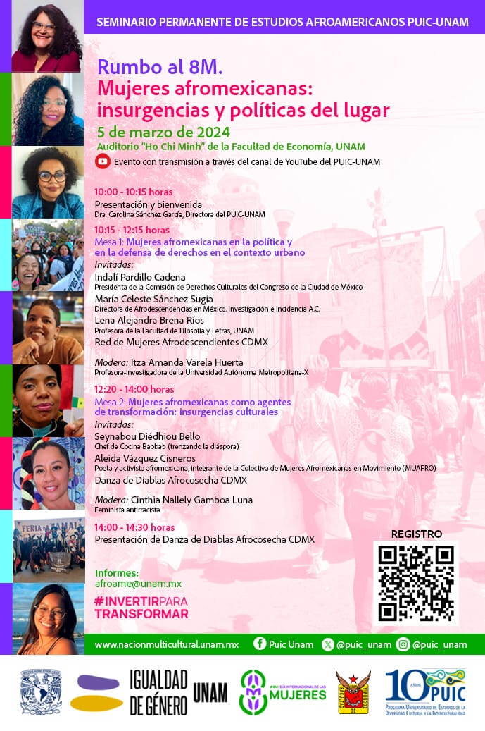 Seminario Permanente de Estudios Afroamericanos. Jornada de reflexión “Rumbo al 8M. Mujeres afromexicanas: insurgencias y políticas del lugar”