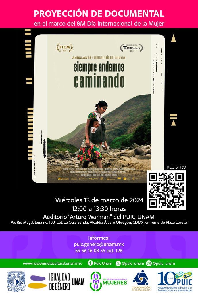 En el marco del 8M Día Internacional de la Mujer. Proyección de documental: Siempre andamos caminando