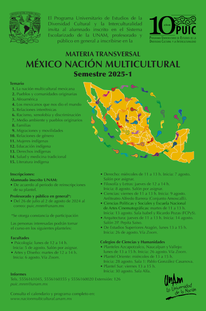 Materia Transversal México Nación Multicultural. Semestre 2025-1