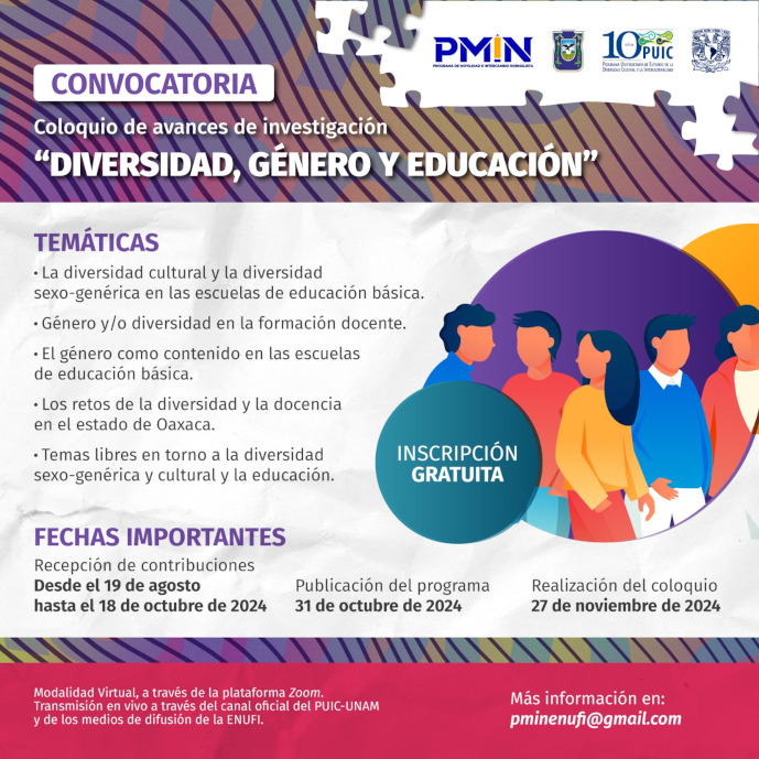 Convocatoria para participar en el Coloquio de avances de investigación: “Diversidad, género y educación”