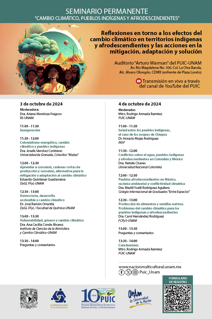 Seminario Permanente Cambio Climático, Pueblos Indígenas y Afrodescendientes. Reflexiones en torno a los efectos del cambio climático en territorios indígenas y afrodescendientes y las acciones en la mitigación, adaptación y solución