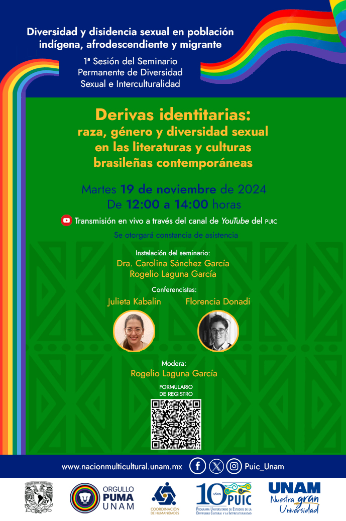 1ª Sesión del Seminario Permanente de Diversidad Sexual e Interculturalidad. Derivas identitarias: raza, género y diversidad sexual en las literaturas y culturas brasileñas contemporáneas