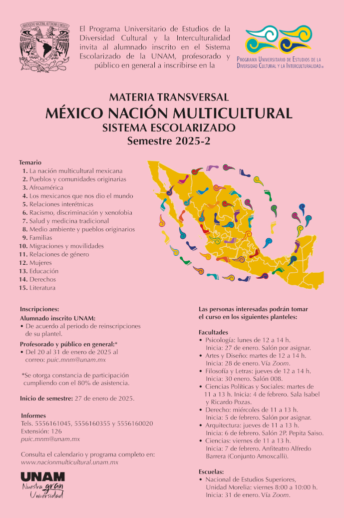 Materia Transversal México Nación Multicultural. Sistema escolarizado. Semestre 2025-2