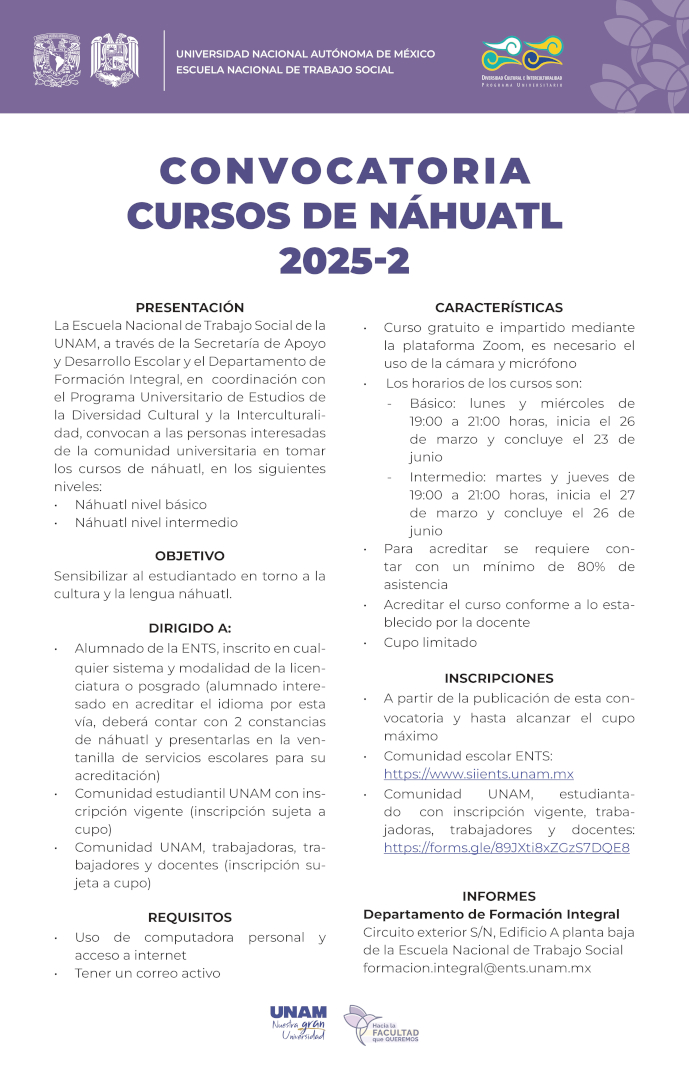 Convocatoria de Cursos de Náhuatl 2025-2