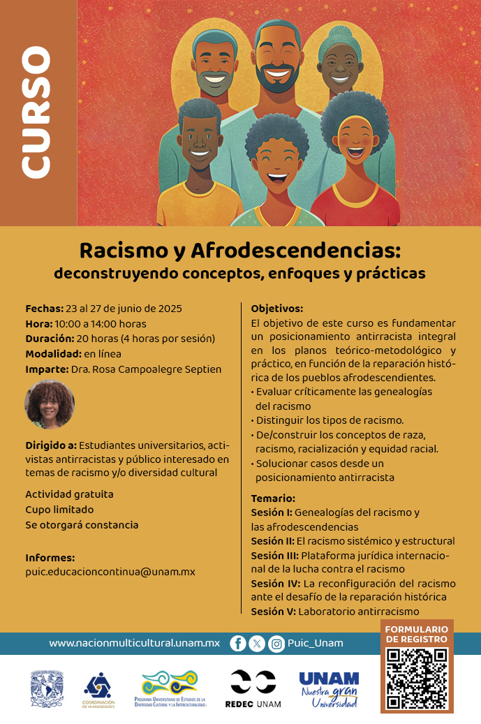 Curso Racismo y Afrodescendencias: deconstruyendo conceptos, enfoques y prácticas
